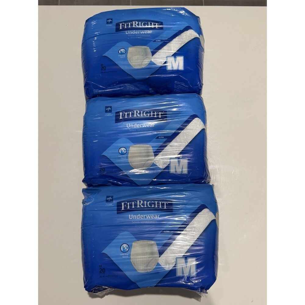 FitRight Underwear Incontinence Pants M Super Absorbency Disposable 3 Packs